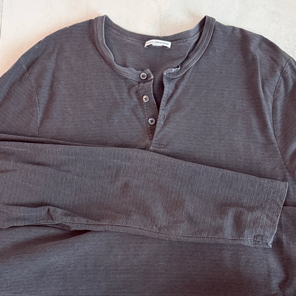 James Perse Dark Gray Long Sleeve Henley
